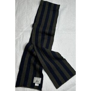 Stumper & Fielding London Blue Green Striped Scarf 66"x7" Merino Wool Scottland
